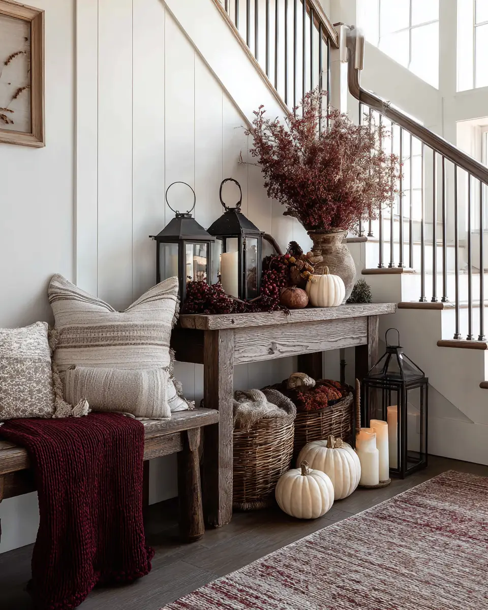 Burgundy Farmhouse Entryway Decor Ideas
