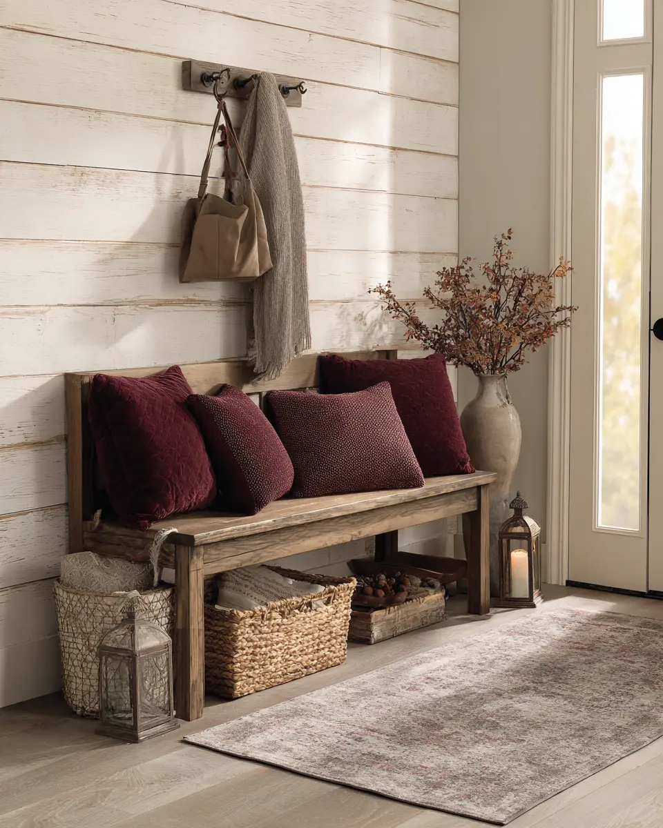 Burgundy Farmhouse Entryway Decor Ideas