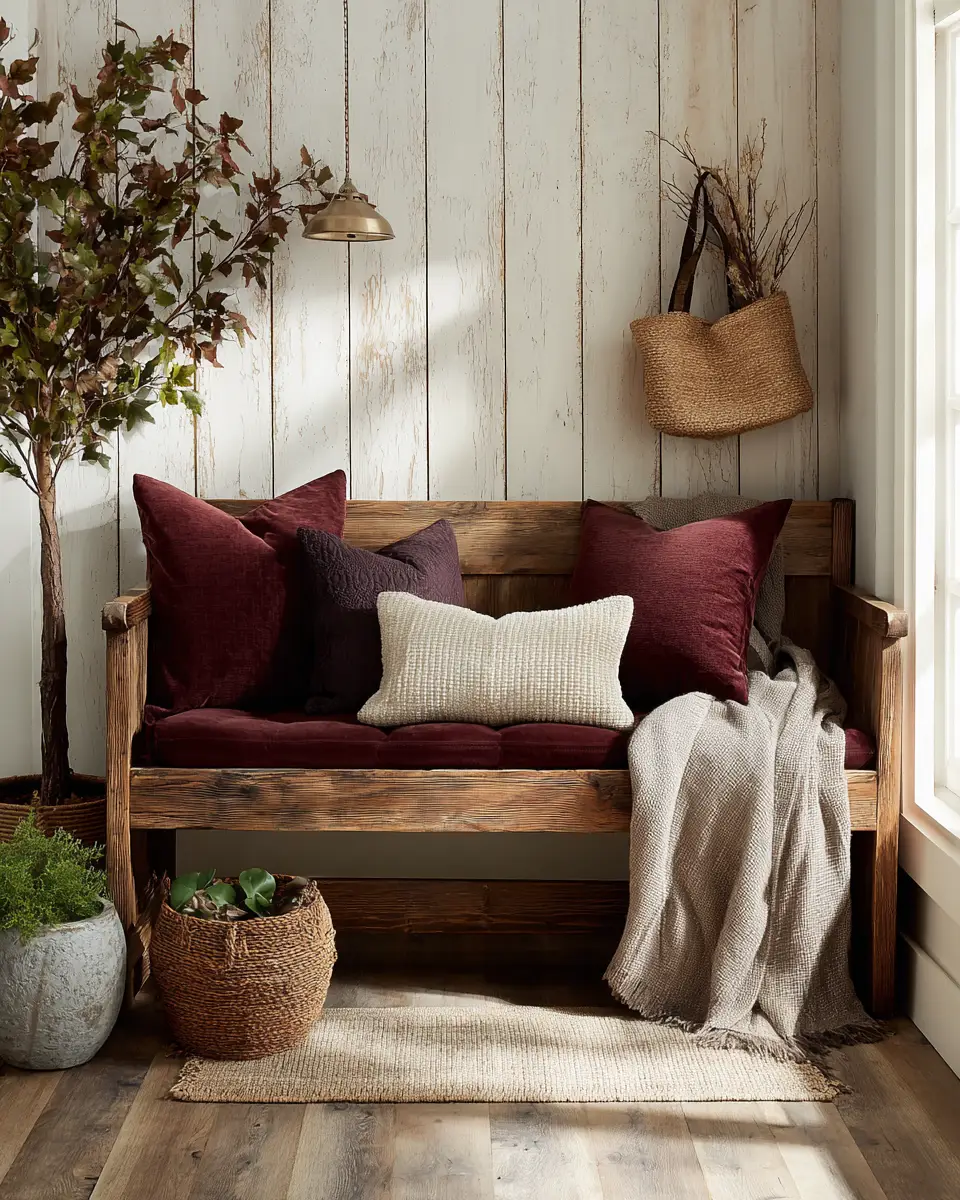 Burgundy Farmhouse Entryway Decor Ideas