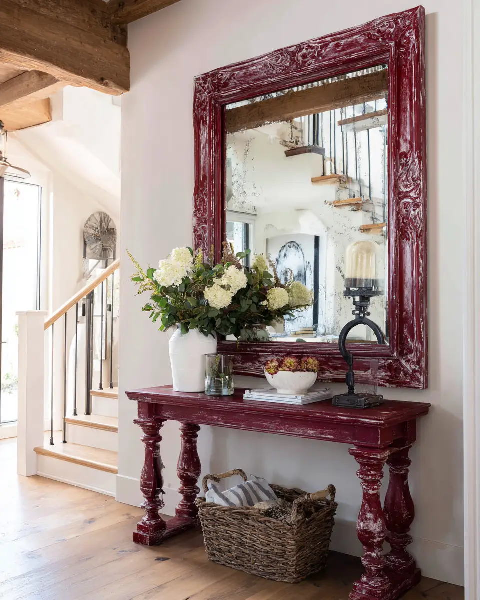 Burgundy Farmhouse Entryway Decor Ideas