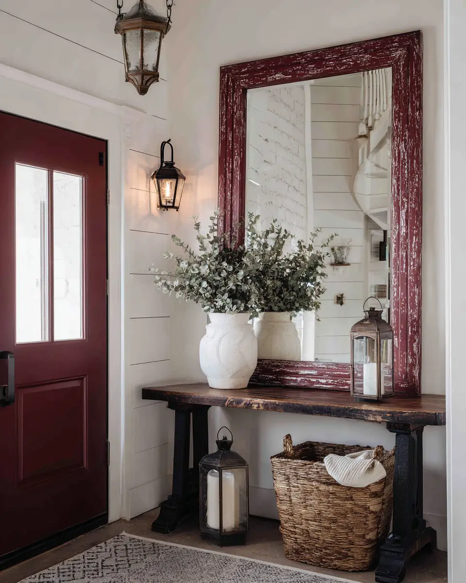Burgundy Farmhouse Entryway Decor Ideas