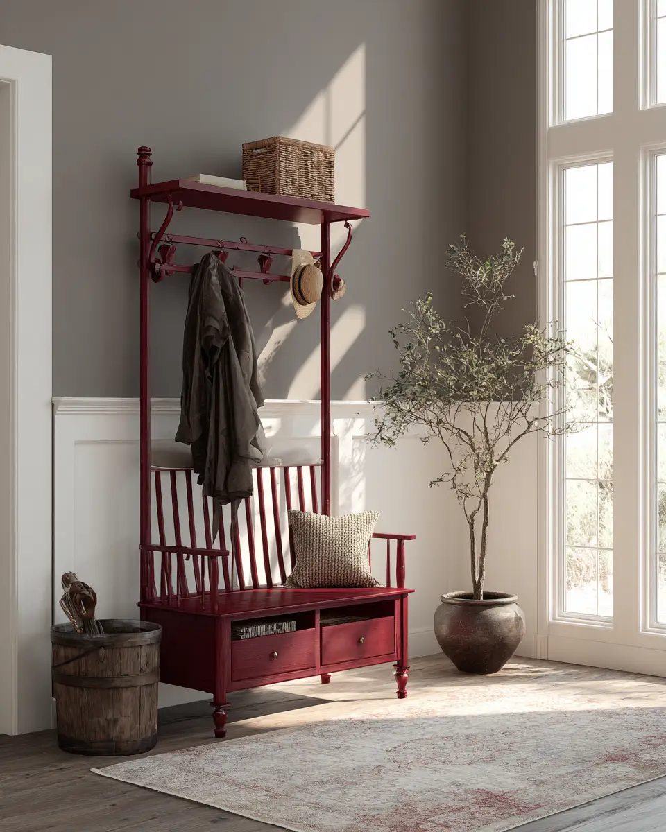 Burgundy Farmhouse Entryway Decor Ideas