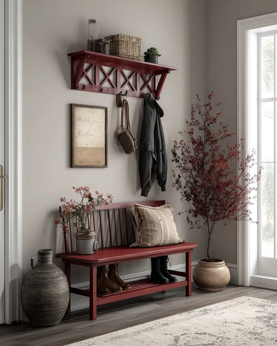 Burgundy Farmhouse Entryway Decor Ideas
