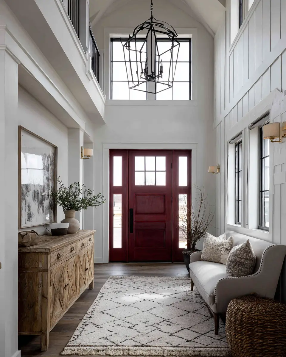Burgundy Farmhouse Entryway Decor Ideas