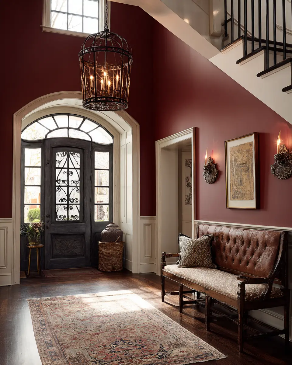 Burgundy Farmhouse Entryway Decor Ideas