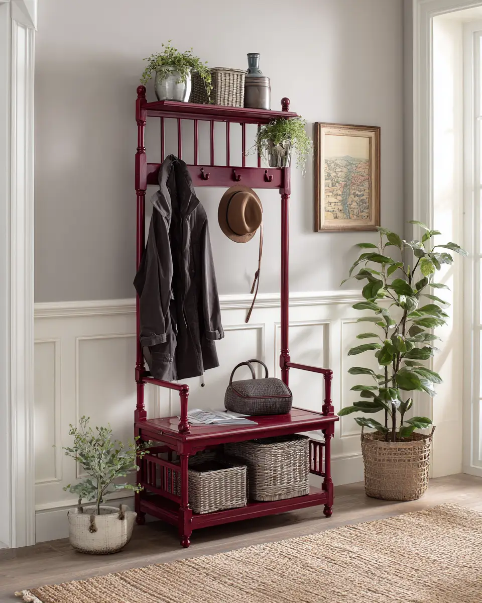 Burgundy Farmhouse Entryway Decor Ideas