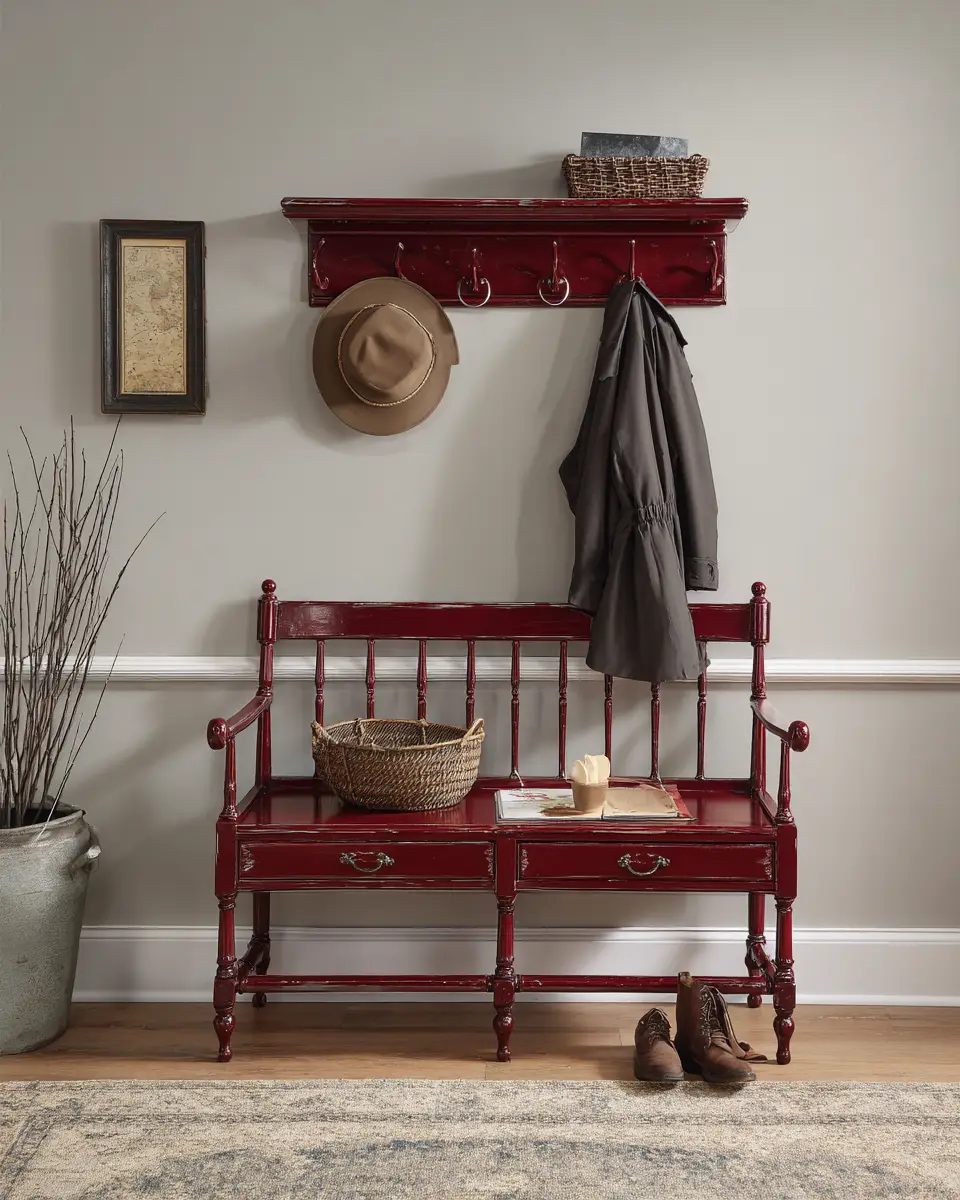 Burgundy Farmhouse Entryway Decor Ideas