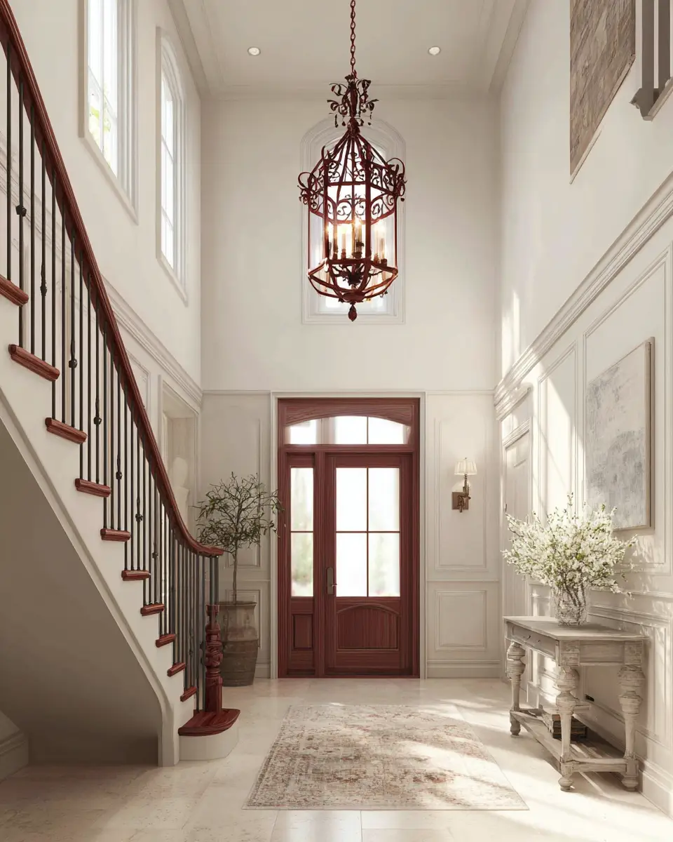 Burgundy Farmhouse Entryway Decor Ideas