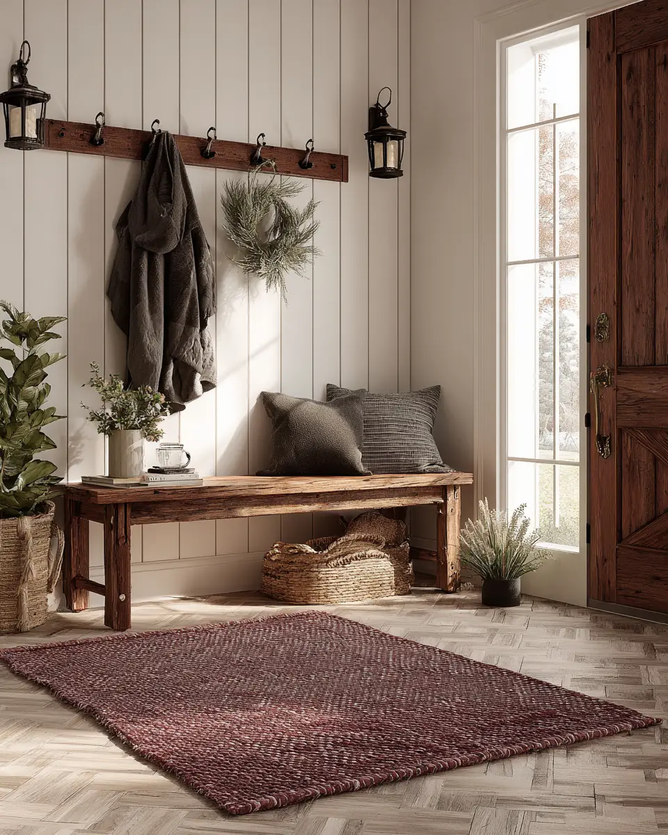 Burgundy Farmhouse Entryway Decor Ideas