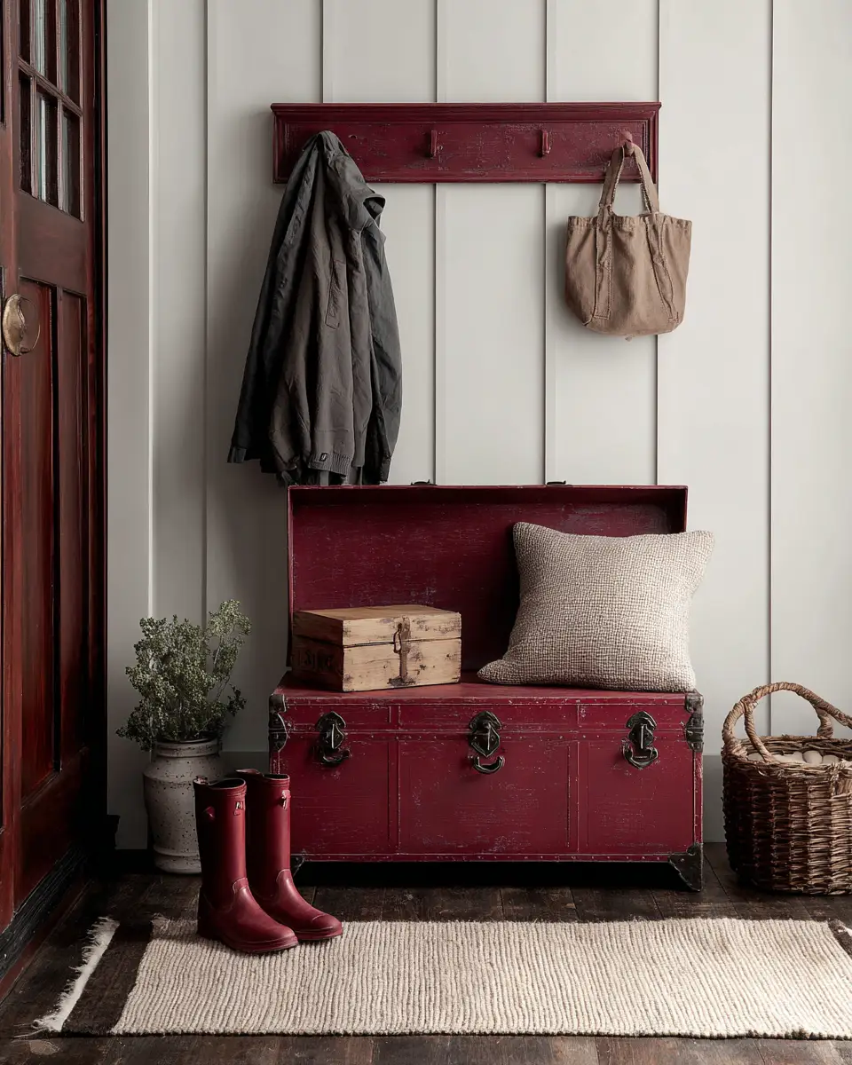 Burgundy Farmhouse Entryway Decor Ideas