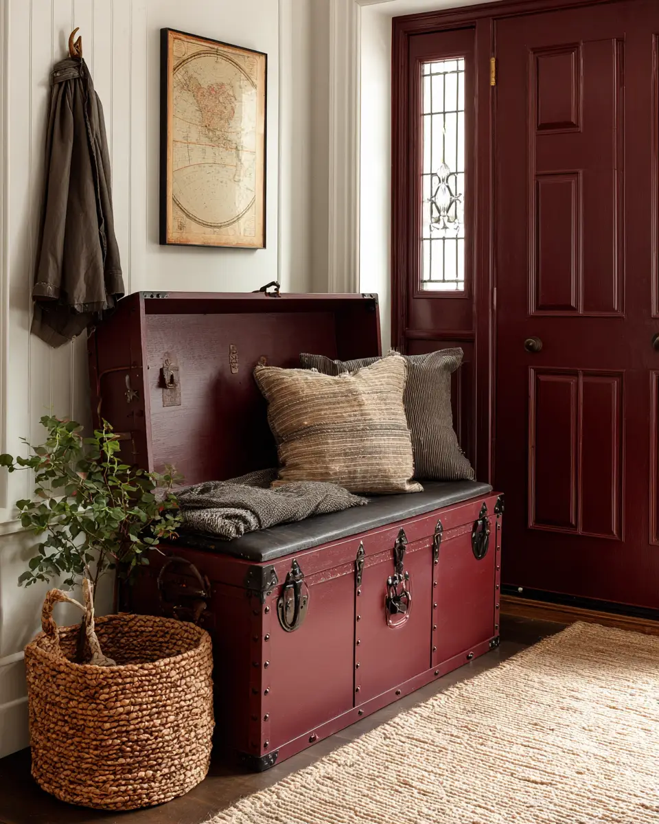 Burgundy Farmhouse Entryway Decor Ideas