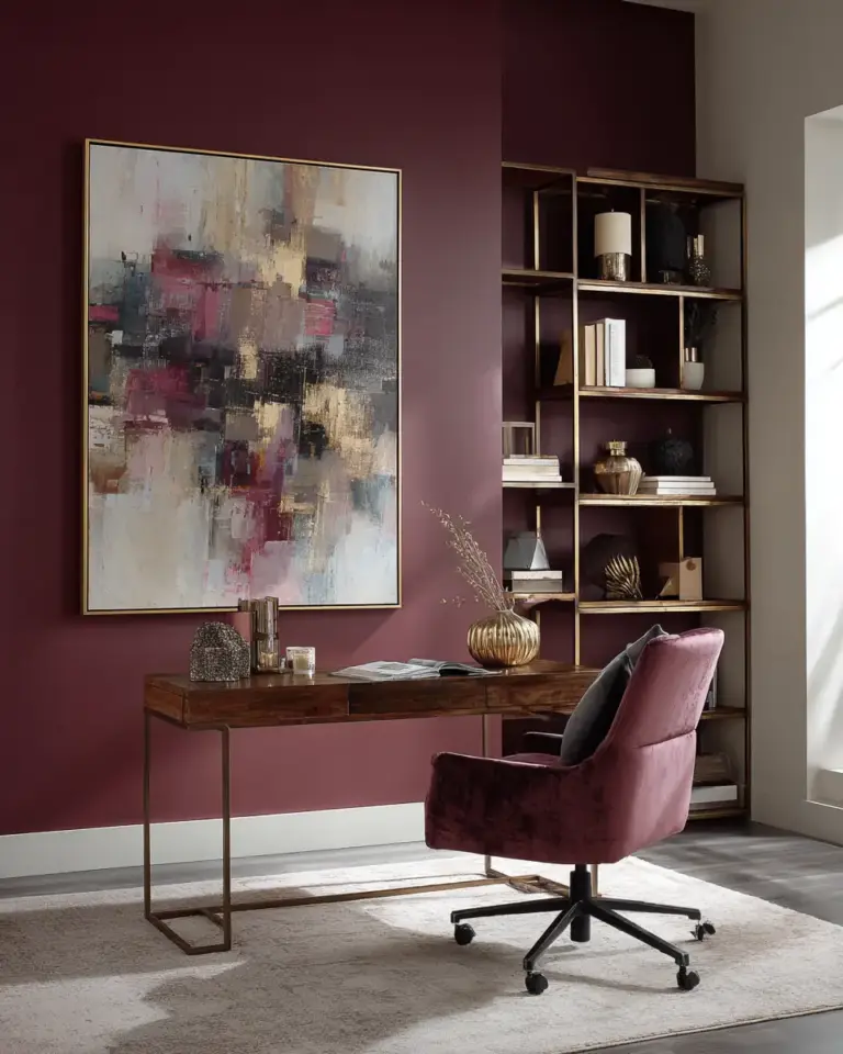 Burgundy Home Office Decor Ideas - Featured