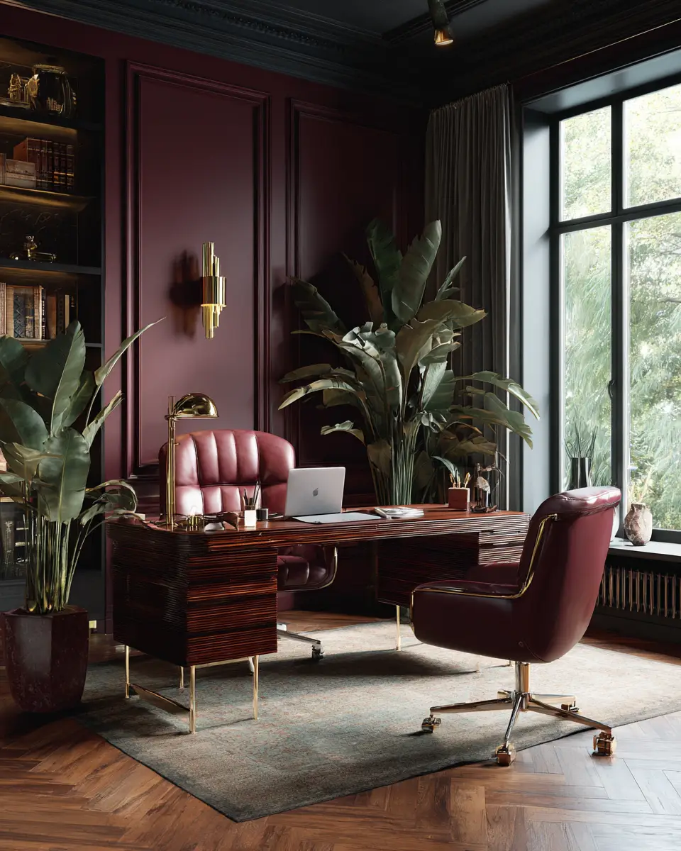 Burgundy Home Office Decor Ideas