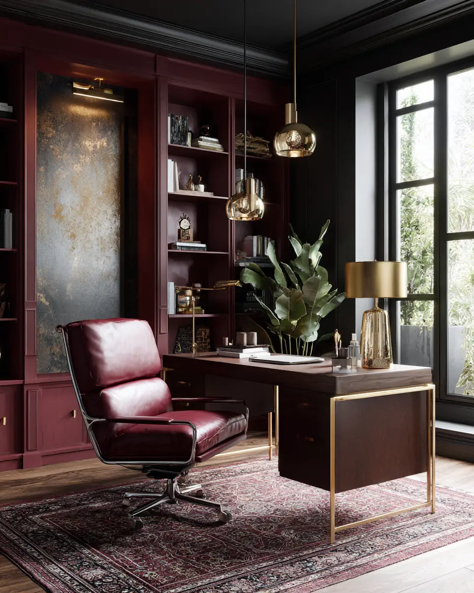 Burgundy Home Office Decor Ideas