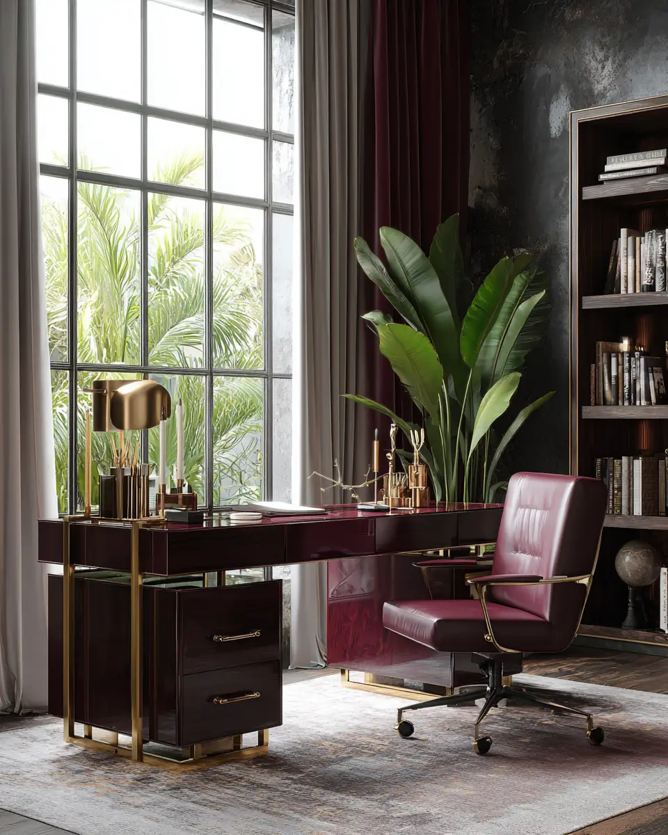Burgundy Home Office Decor Ideas