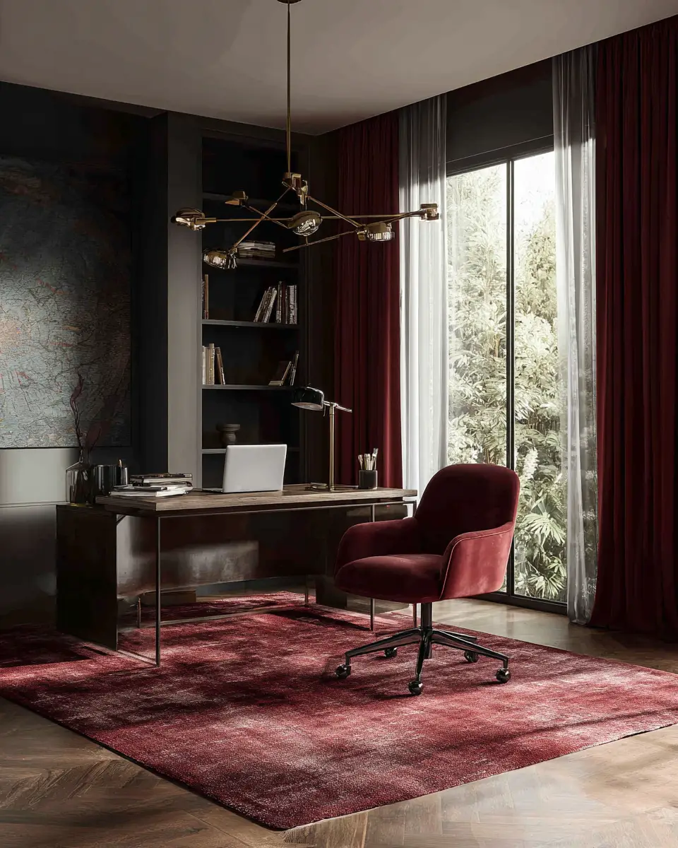 Burgundy Home Office Decor Ideas