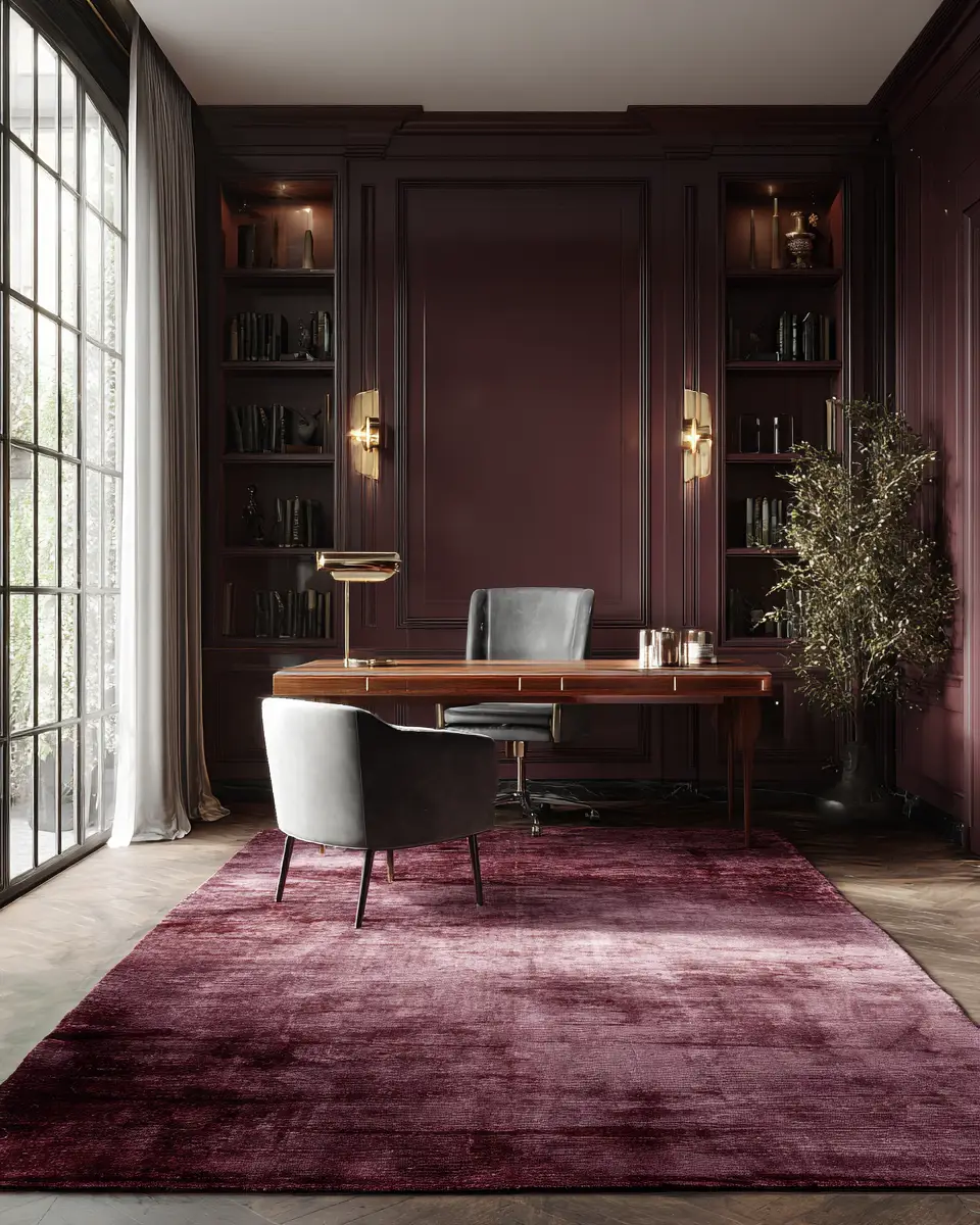 Burgundy Home Office Decor Ideas