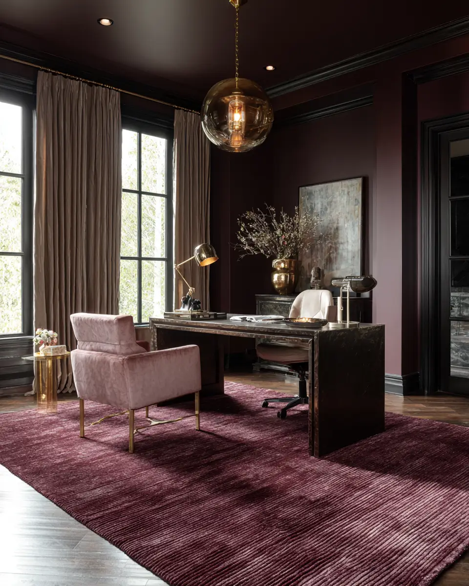 Burgundy Home Office Decor Ideas