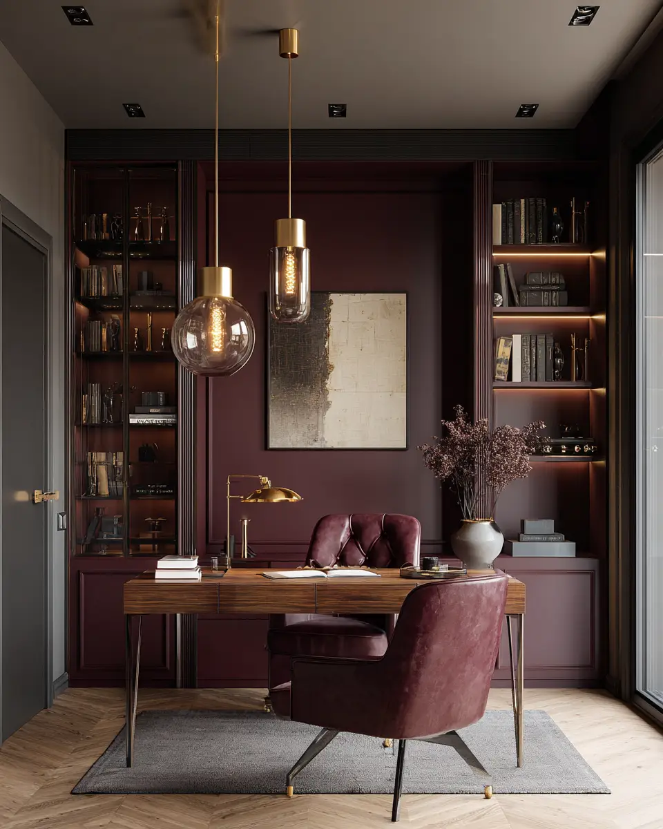 Burgundy Home Office Decor Ideas