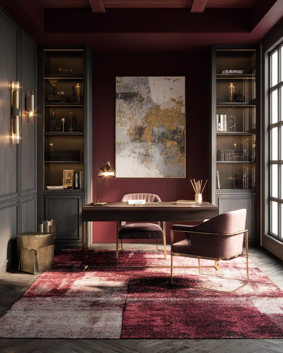 Burgundy Home Office Decor Ideas