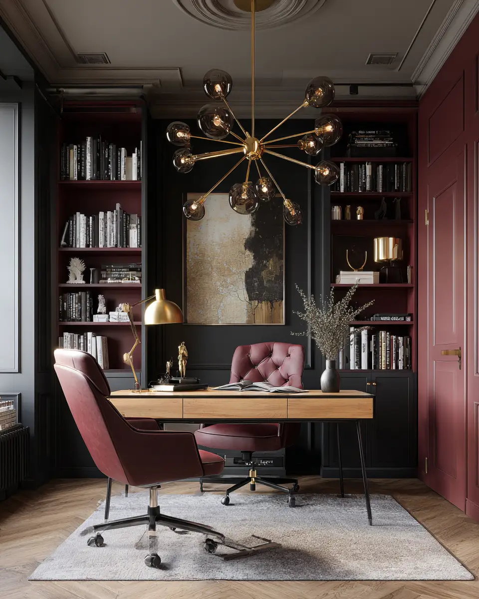 Burgundy Home Office Decor Ideas