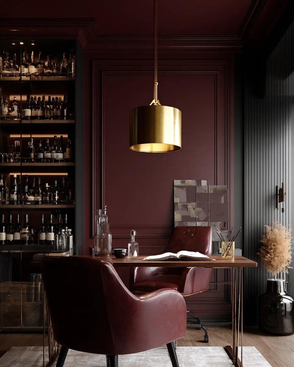 Burgundy Home Office Decor Ideas