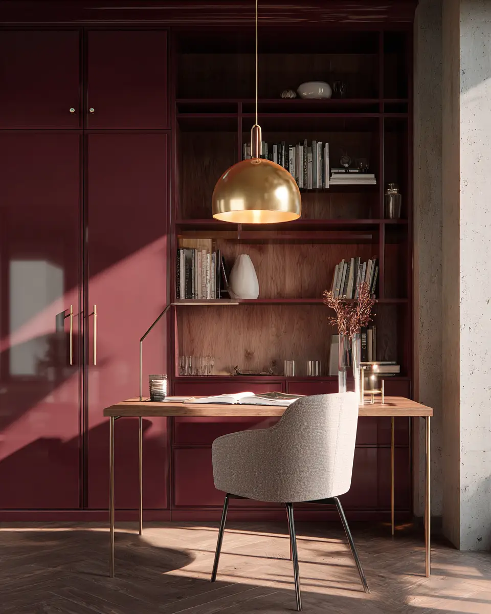 Burgundy Home Office Decor Ideas