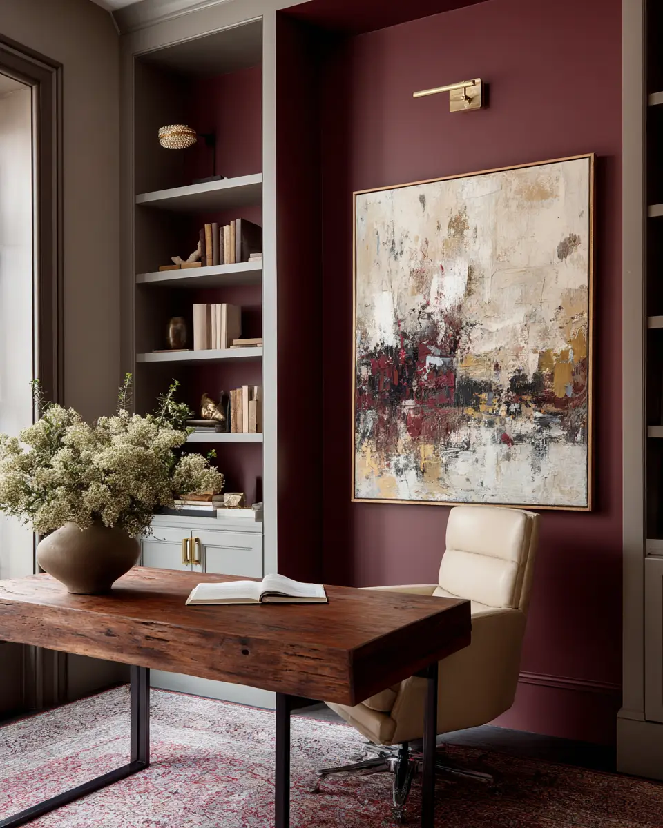Burgundy Home Office Decor Ideas