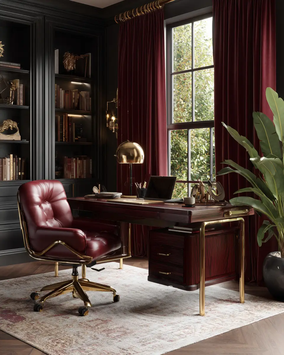 Burgundy Home Office Decor Ideas