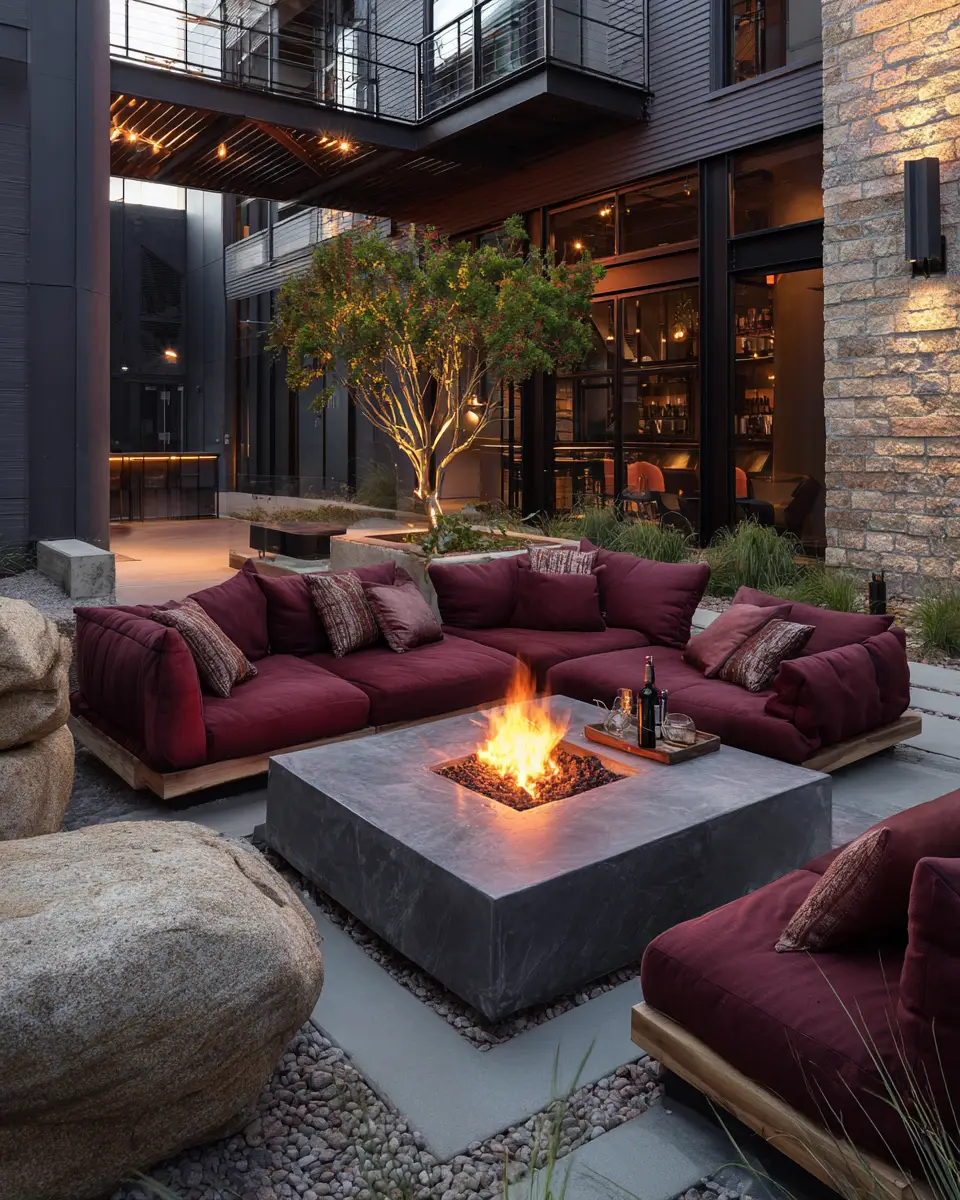 Burgundy Industrial Patio Decor Ideas