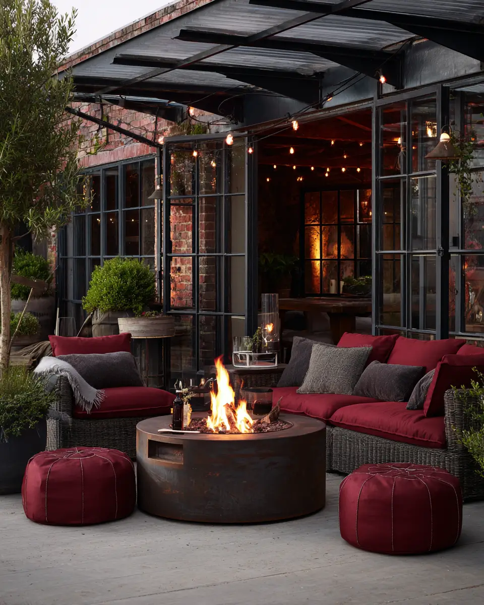 Burgundy Industrial Patio Decor Ideas