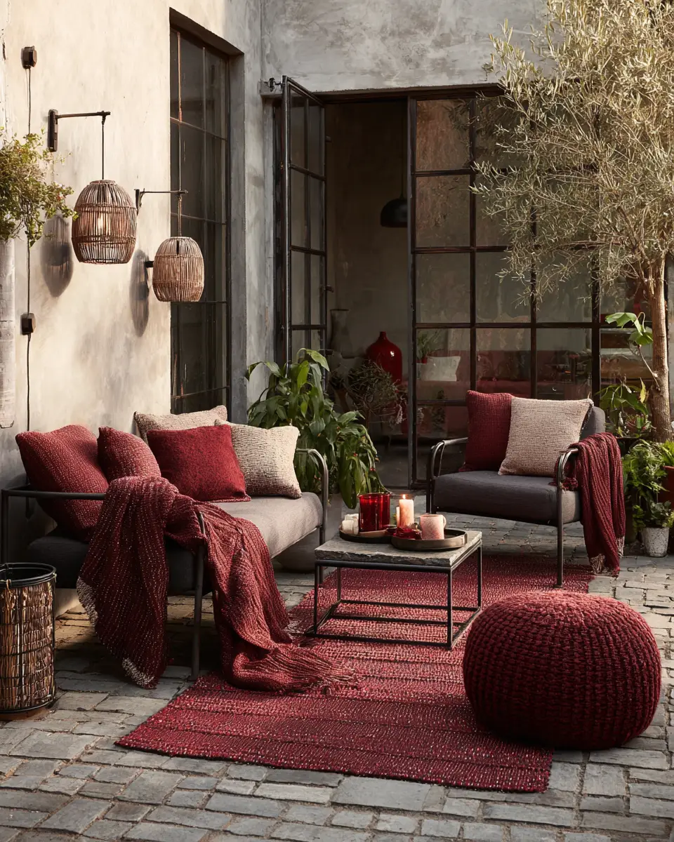 Burgundy Industrial Patio Decor Ideas