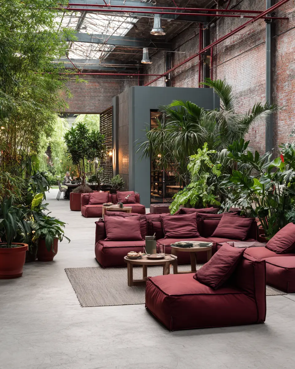 Burgundy Industrial Patio Decor Ideas