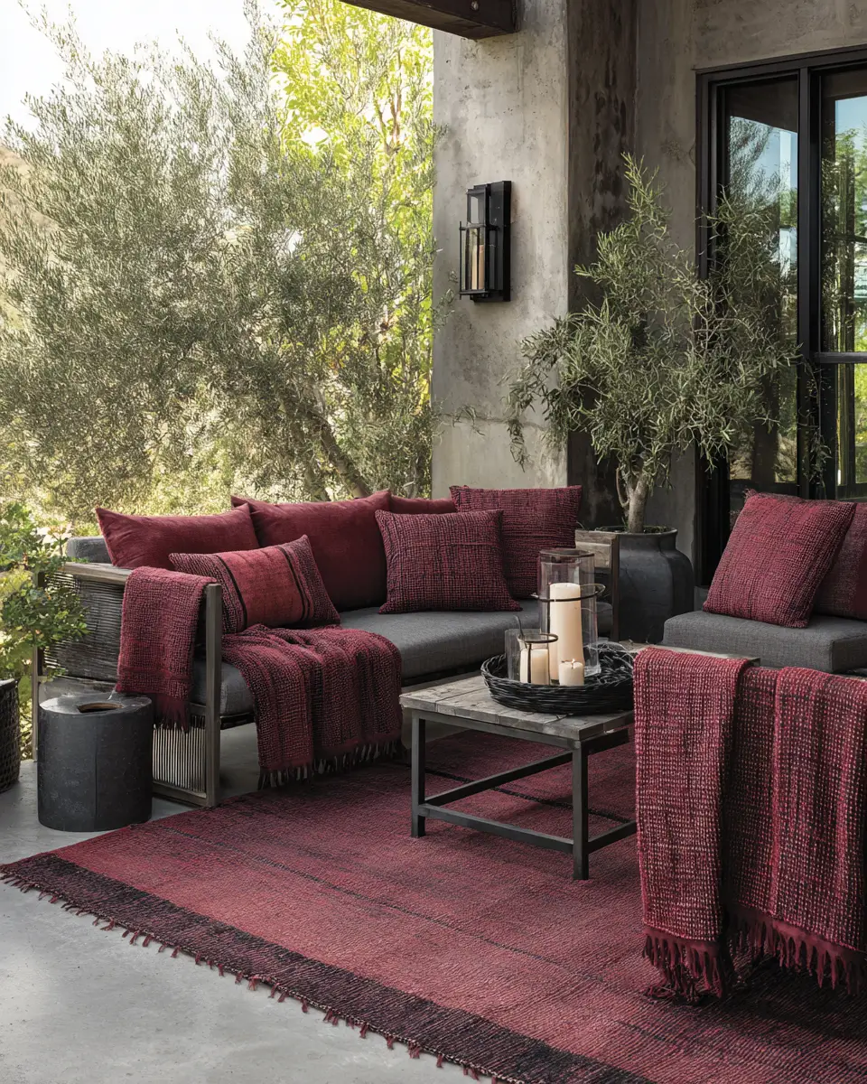 Burgundy Industrial Patio Decor Ideas