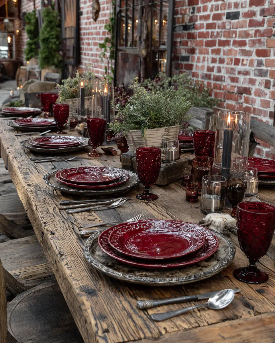 Burgundy Industrial Patio Decor Ideas