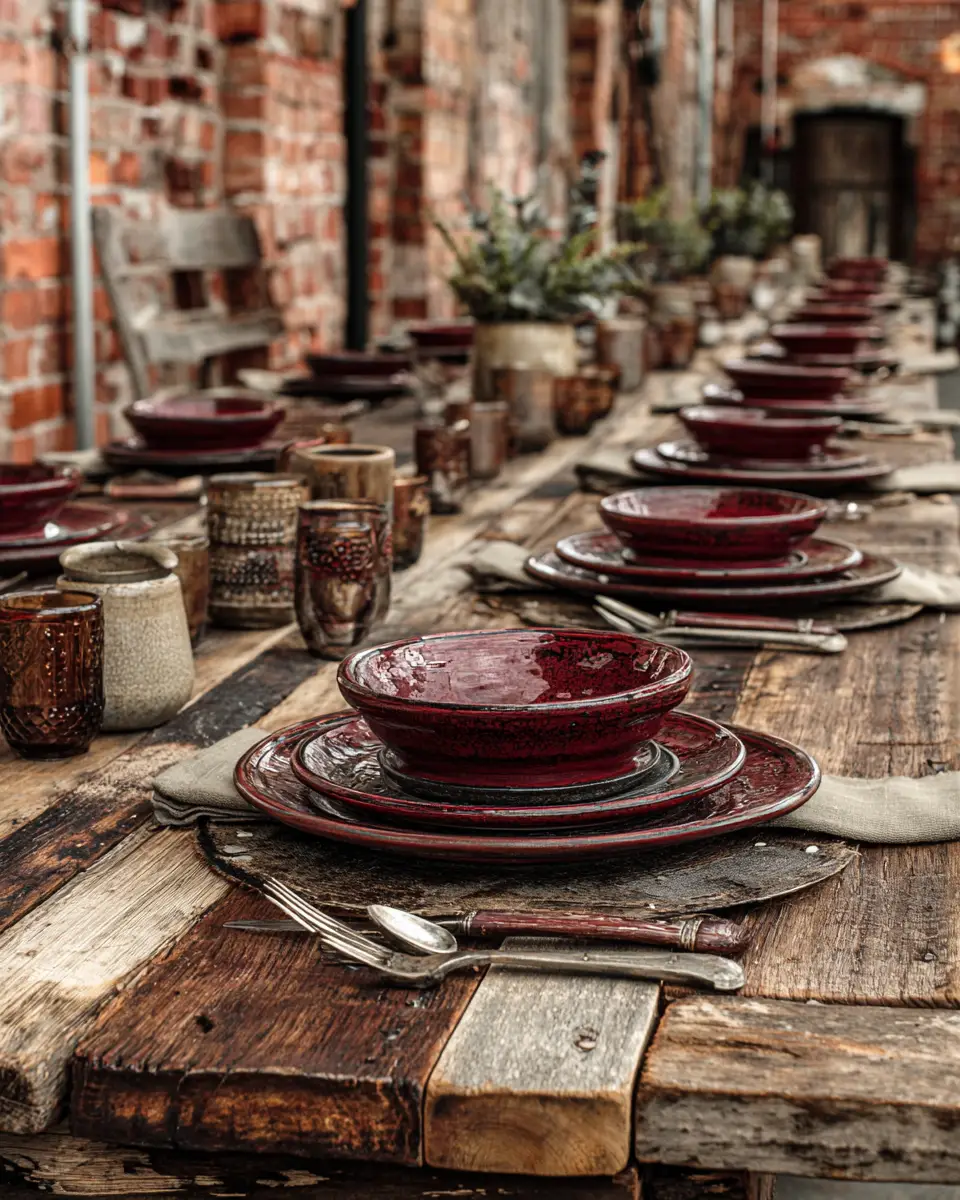 Burgundy Industrial Patio Decor Ideas