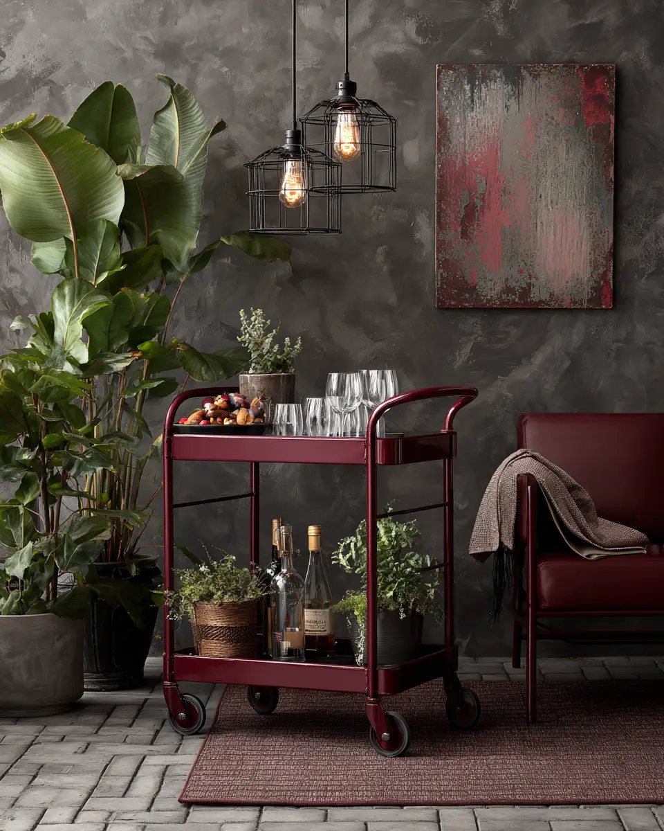 Burgundy Industrial Patio Decor Ideas