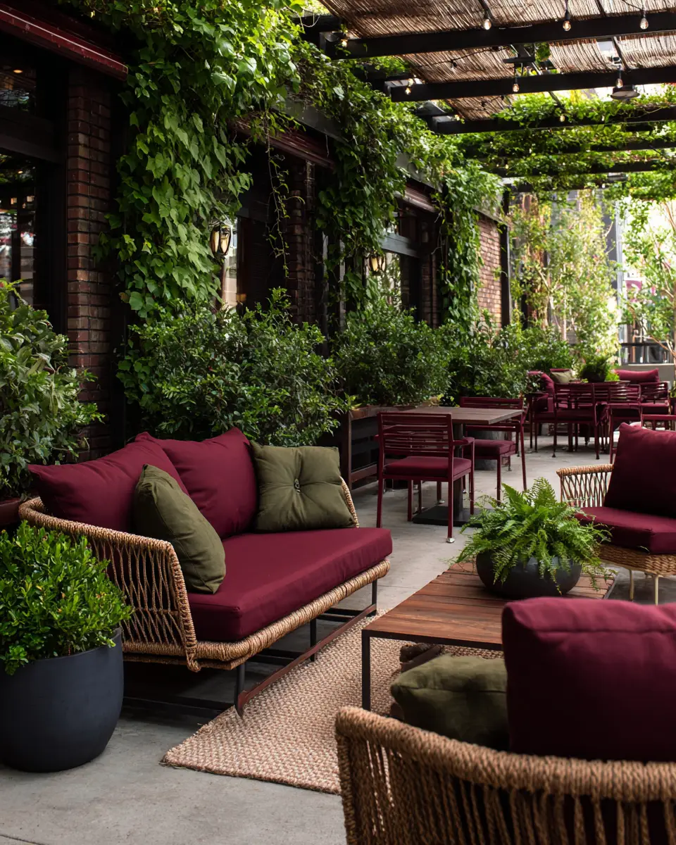 Burgundy Industrial Patio Decor Ideas
