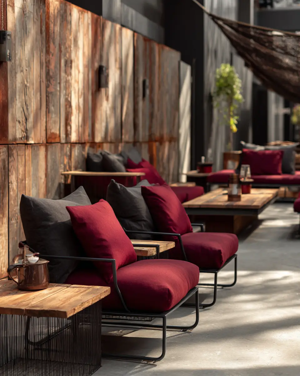 Burgundy Industrial Patio Decor Ideas