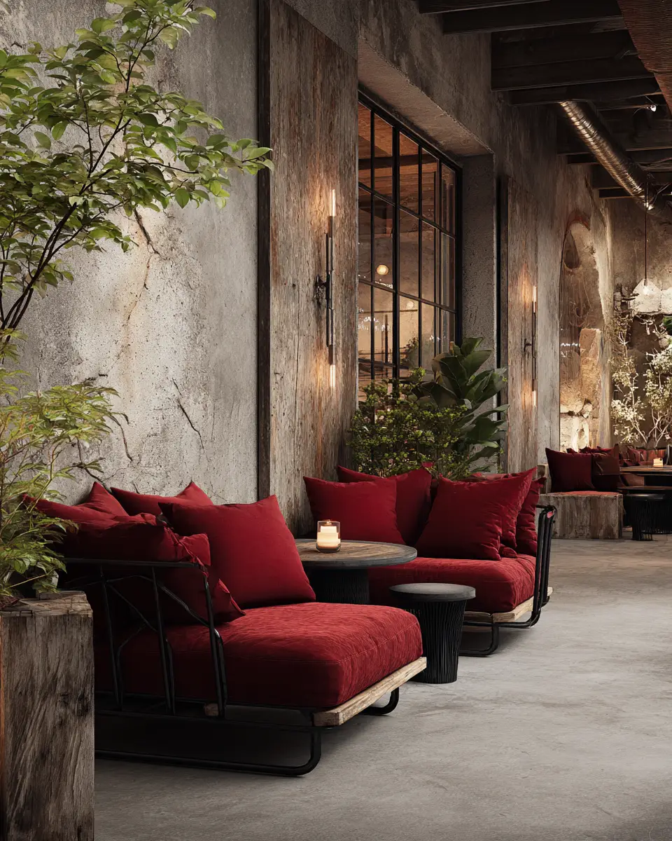 Burgundy Industrial Patio Decor Ideas