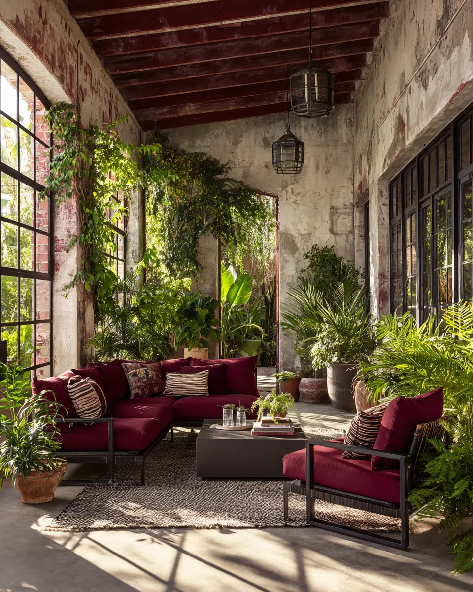 Burgundy Industrial Patio Decor Ideas
