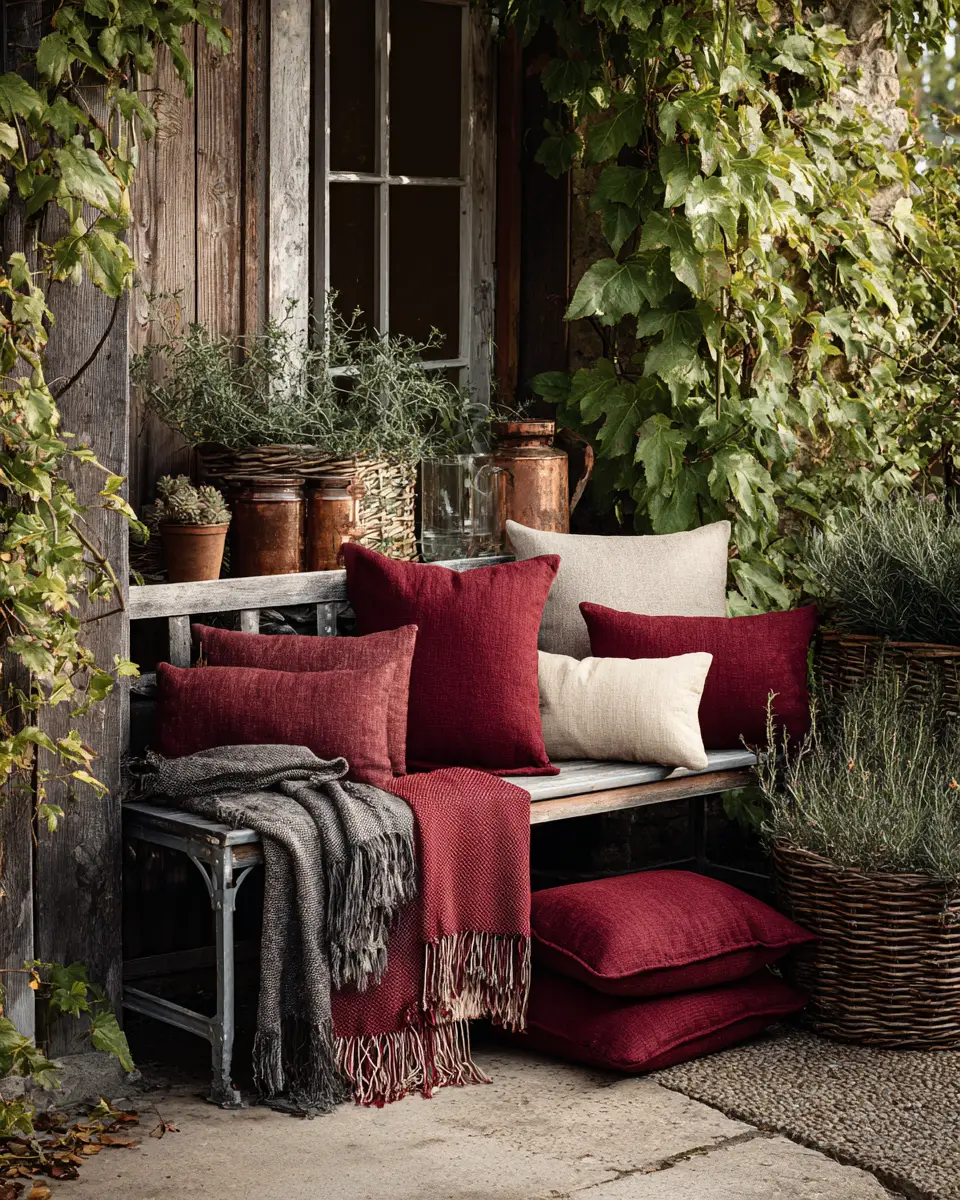 Burgundy Industrial Patio Decor Ideas