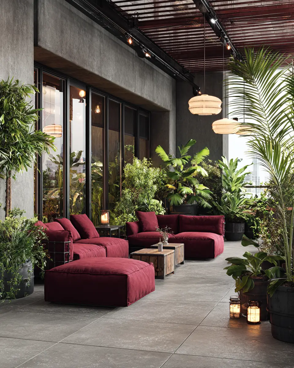 Burgundy Industrial Patio Decor Ideas