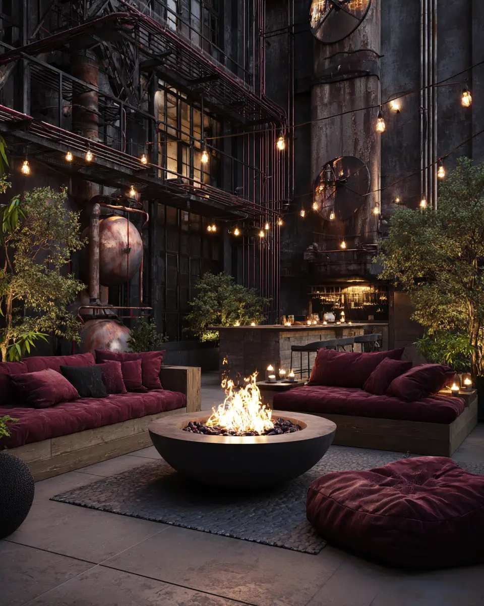 Burgundy Industrial Patio Decor Ideas