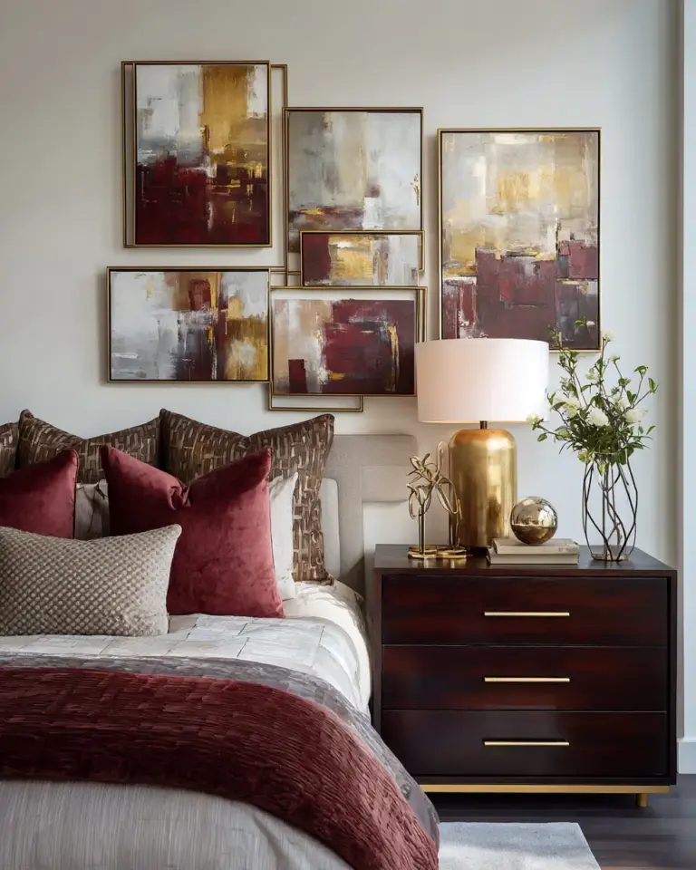 Burgundy Modern Bedroom Decor Ideas - Featured
