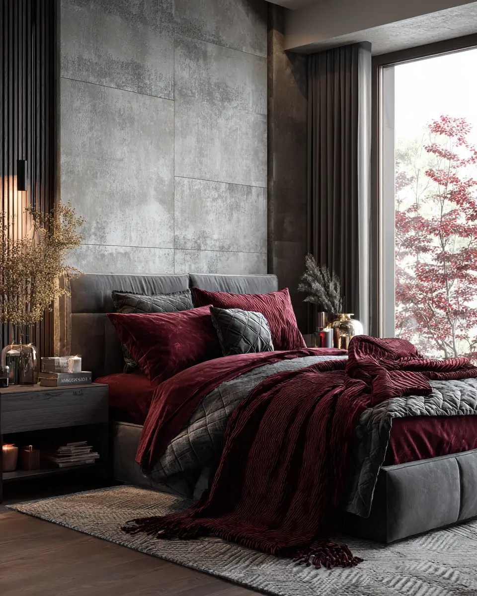 Burgundy Modern Bedroom Decor Ideas