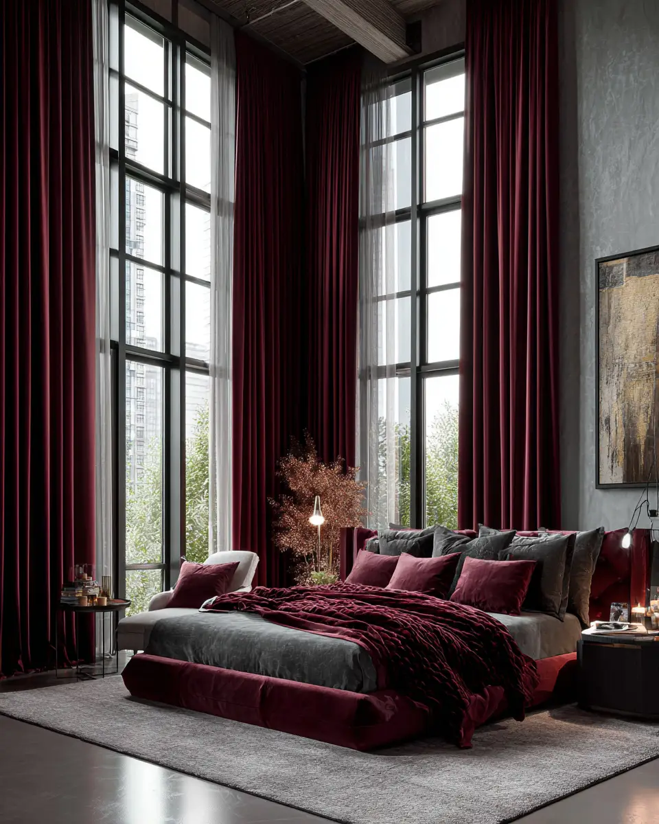Burgundy Modern Bedroom Decor Ideas