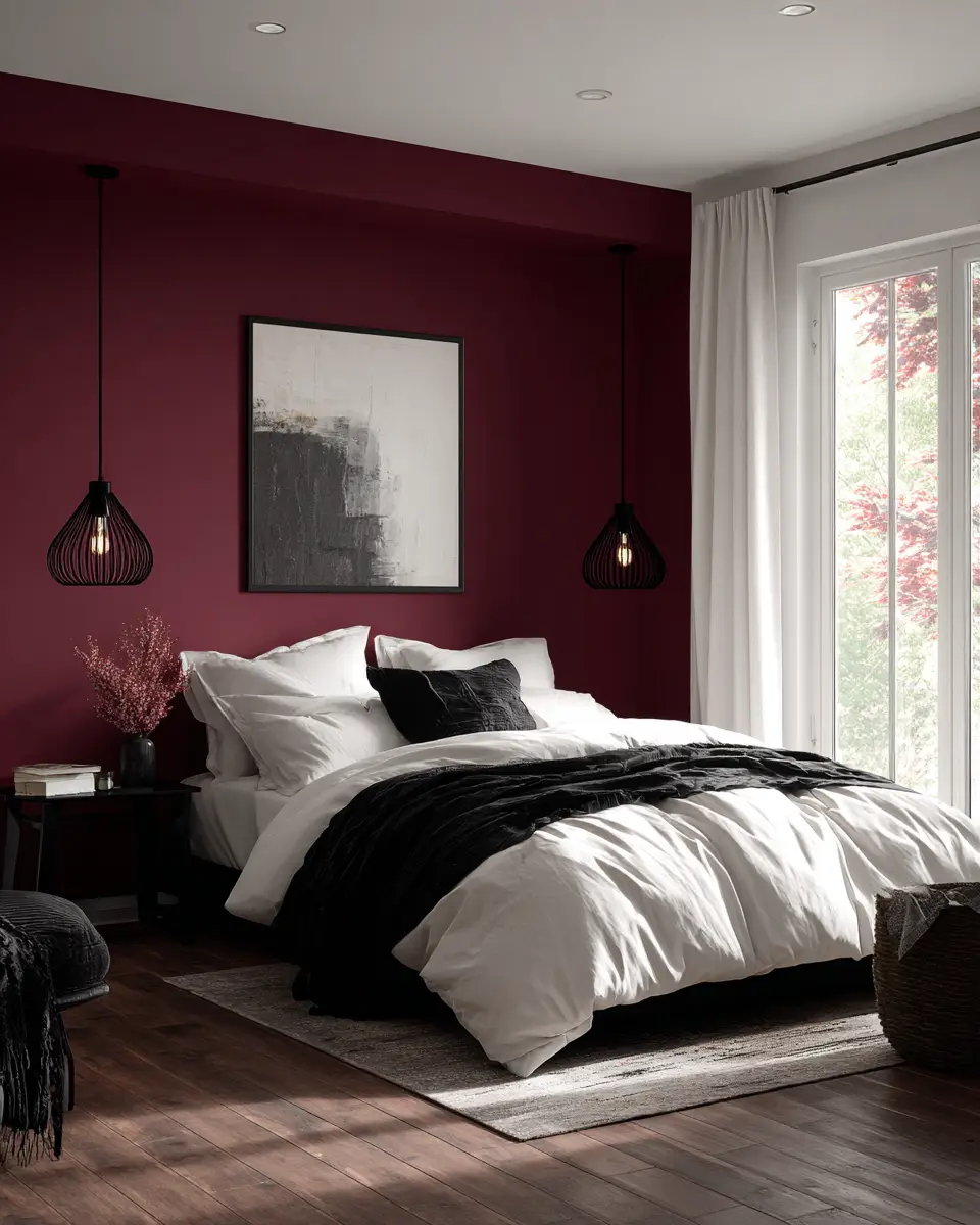 Burgundy Modern Bedroom Decor Ideas