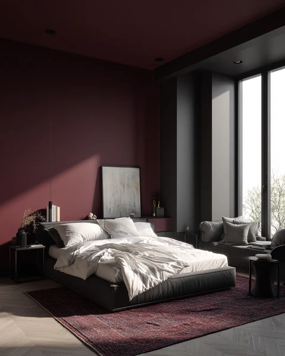Burgundy Modern Bedroom Decor Ideas