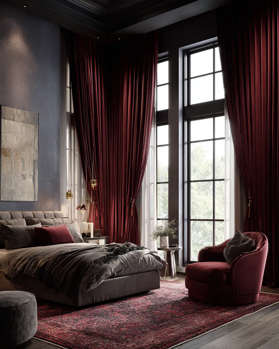 Burgundy Modern Bedroom Decor Ideas